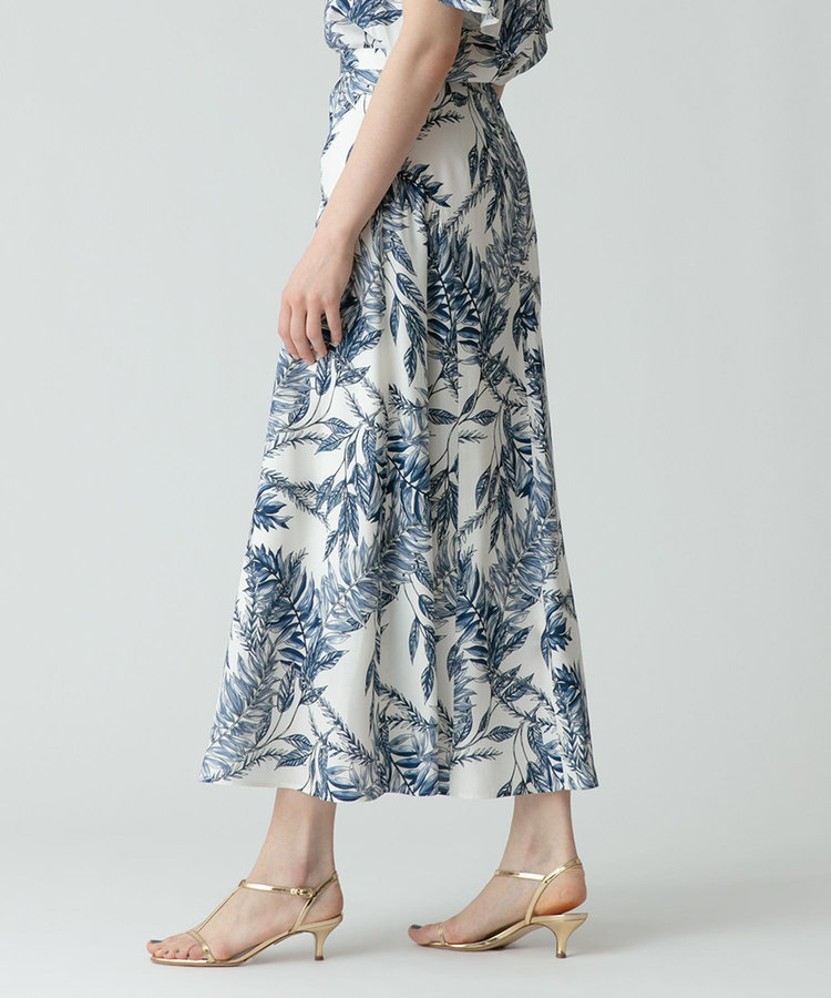 allureville リーフプリントサイドギャザースカート オフホワイト (02)