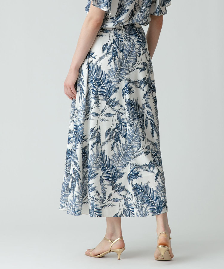 allureville リーフプリントサイドギャザースカート オフホワイト (02)