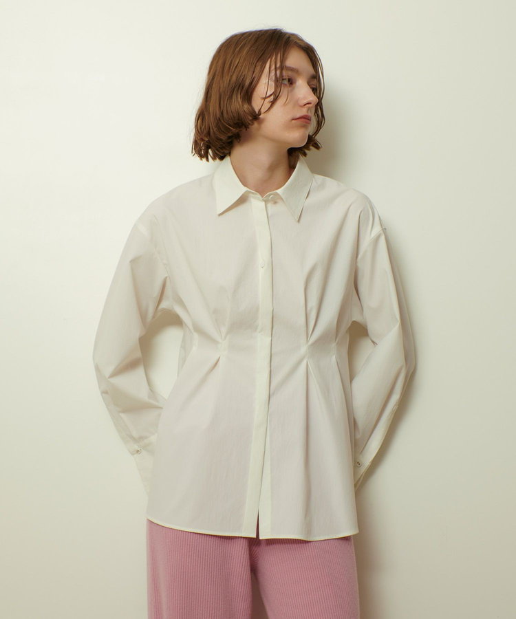 allureville ダブルカフスタックシャツ ホワイト (01)