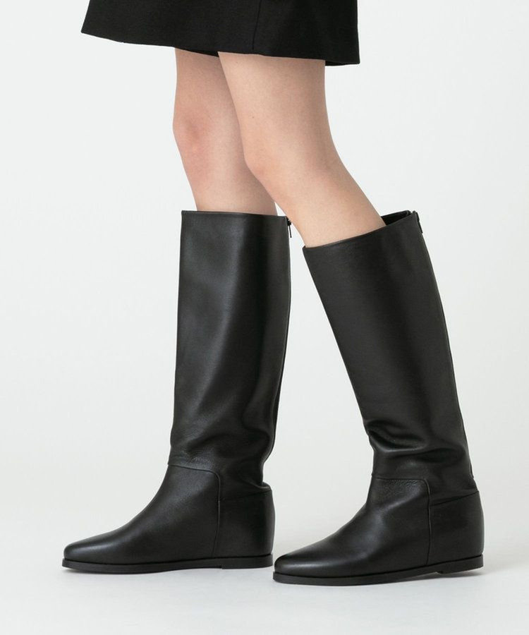 allureville バックジップロングブーツ ブラック (95)