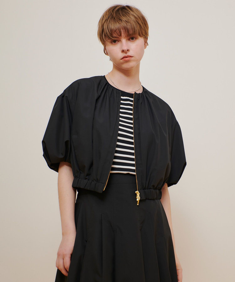 allureville マットタフタショートブルゾン ブラック (95)