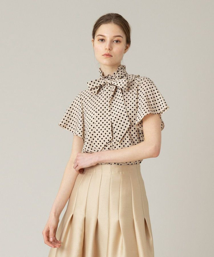 LOULOU WILLOUGHBY 【LOULOU WILLOUGHBY】◇ デシンドットフレアスリーブブラウス ライトベージュ (12)