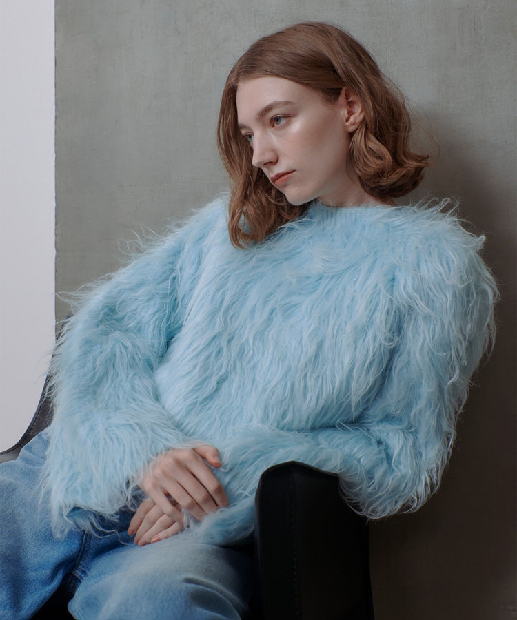 allureville ミンクファーボトルネックプルオーバー ライトブルー (62)