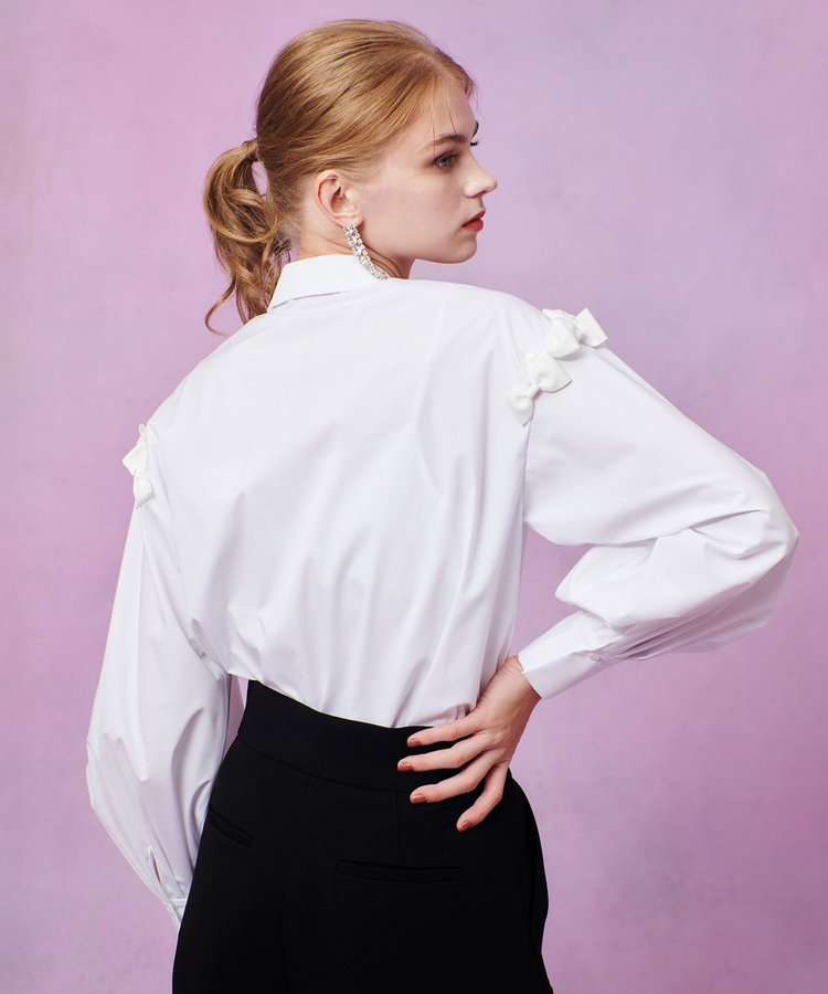 LOULOU WILLOUGHBY WEB限定【LOULOU WILLOUGHBY】メニーリボンパフスリーブシャツ オフホワイト (02)