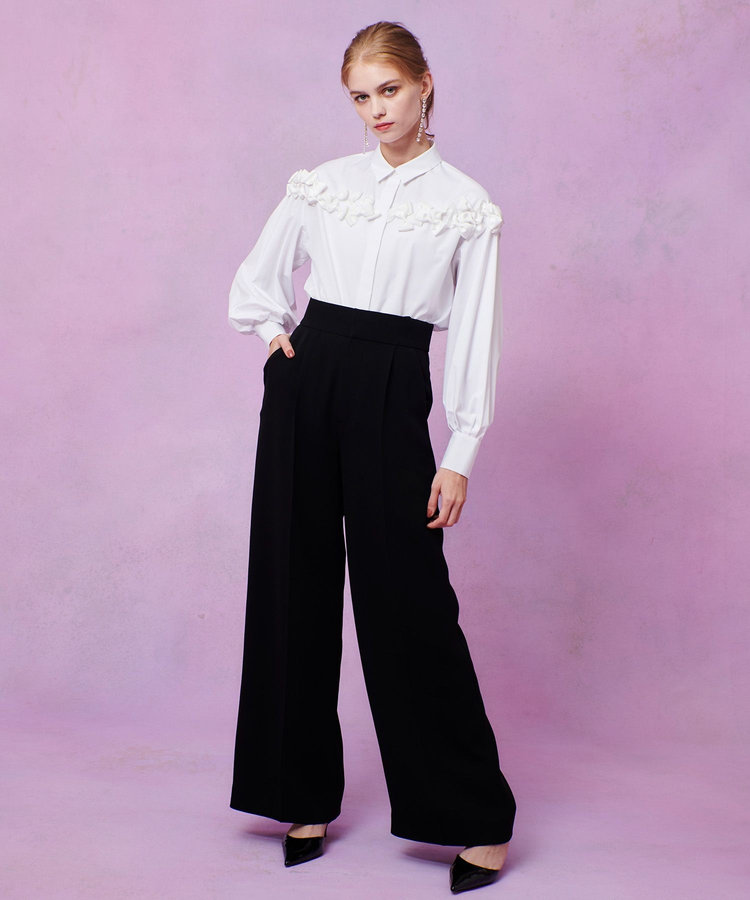 LOULOU WILLOUGHBY WEB限定【LOULOU WILLOUGHBY】メニーリボンパフスリーブシャツ オフホワイト (02)