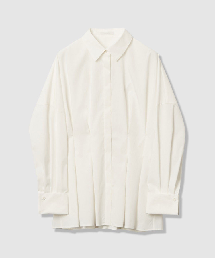 allureville ダブルカフスタックシャツ ホワイト (01)