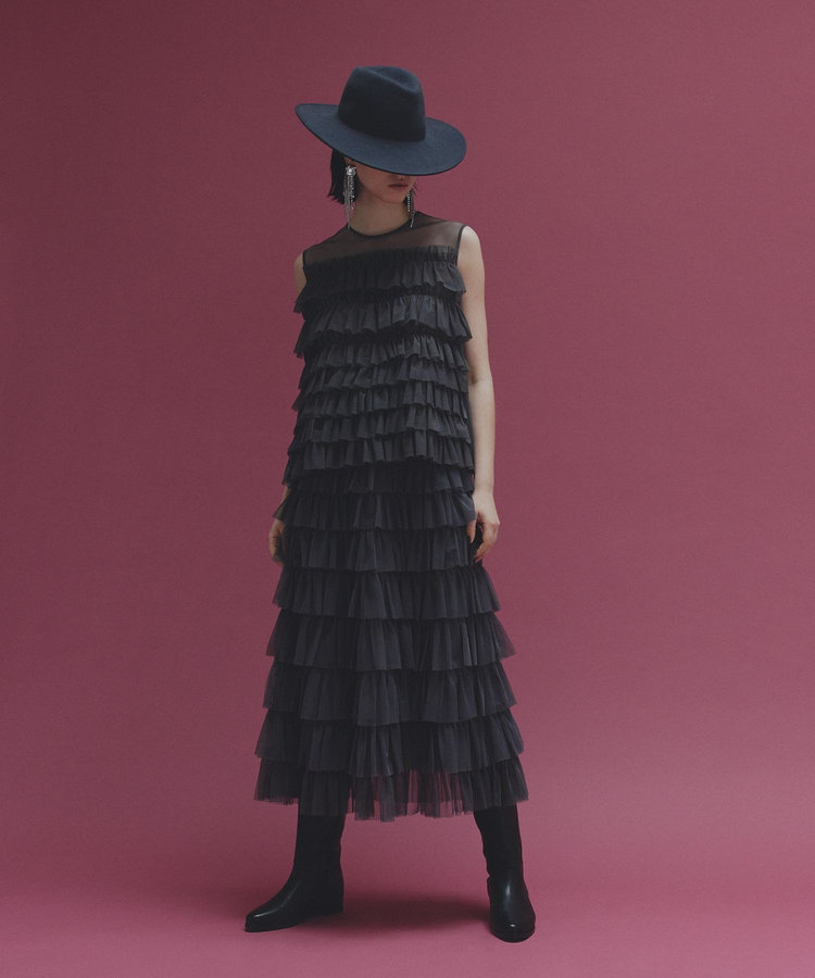 allureville バックジップロングブーツ ブラック (95)