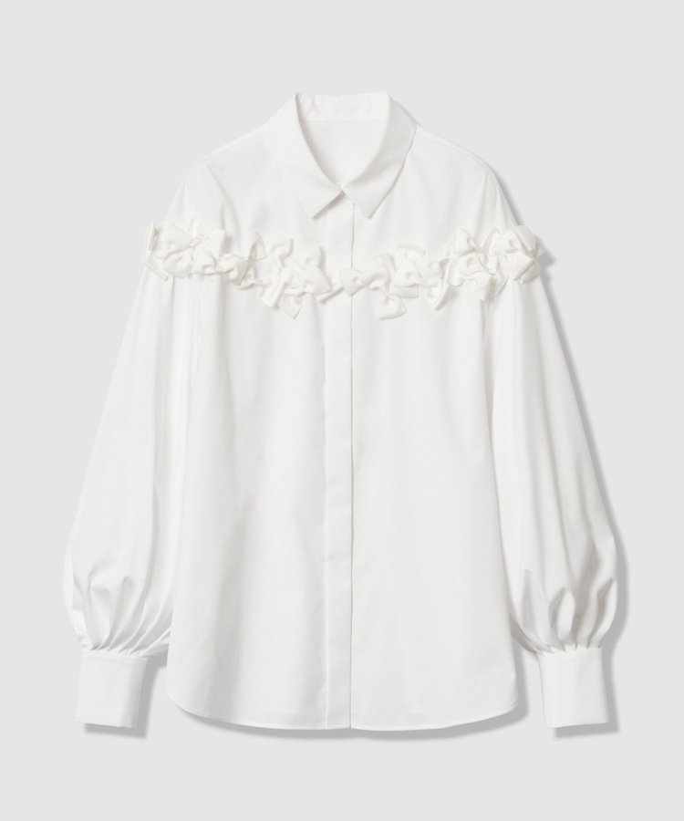 LOULOU WILLOUGHBY WEB限定【LOULOU WILLOUGHBY】メニーリボンパフスリーブシャツ オフホワイト (02)