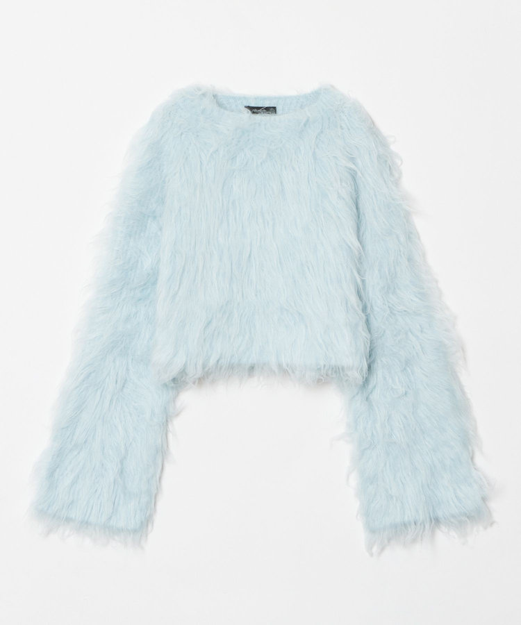 allureville ミンクファーボトルネックプルオーバー ライトブルー (62)