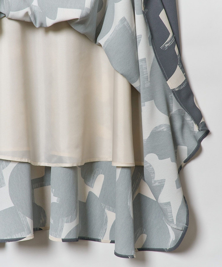 allureville モダンジオメトリックプリントワンピース グレー (92)