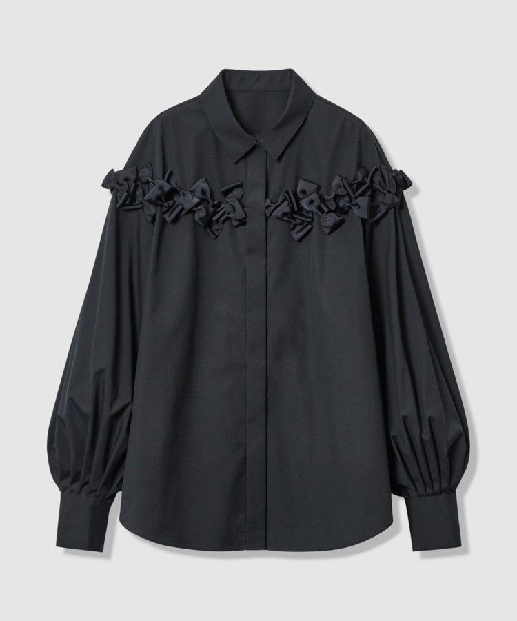 LOULOU WILLOUGHBY WEB限定【LOULOU WILLOUGHBY】メニーリボンパフスリーブシャツ ネイビー (65)