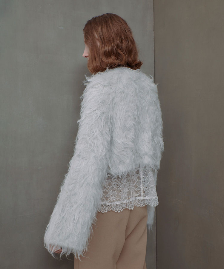 allureville ミンクファーボトルネックプルオーバー ライトグレー (91)