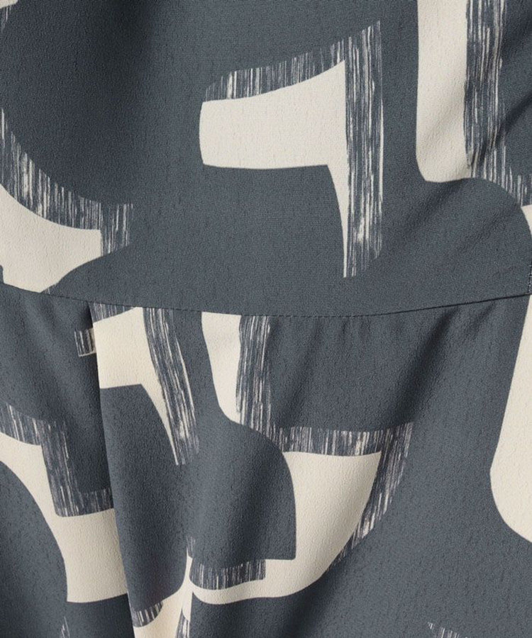 allureville モダンジオメトリックプリントワンピース グレー (92)