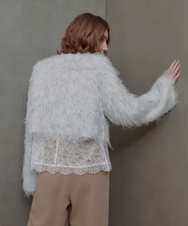 allureville ミンクファーボトルネックプルオーバー ライトグレー (91)