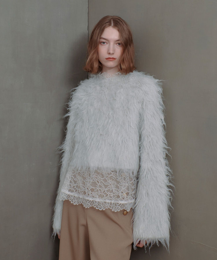 allureville ミンクファーボトルネックプルオーバー ライトグレー (91)