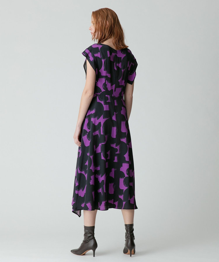 allureville モダンジオメトリックプリントワンピース パープル (51)