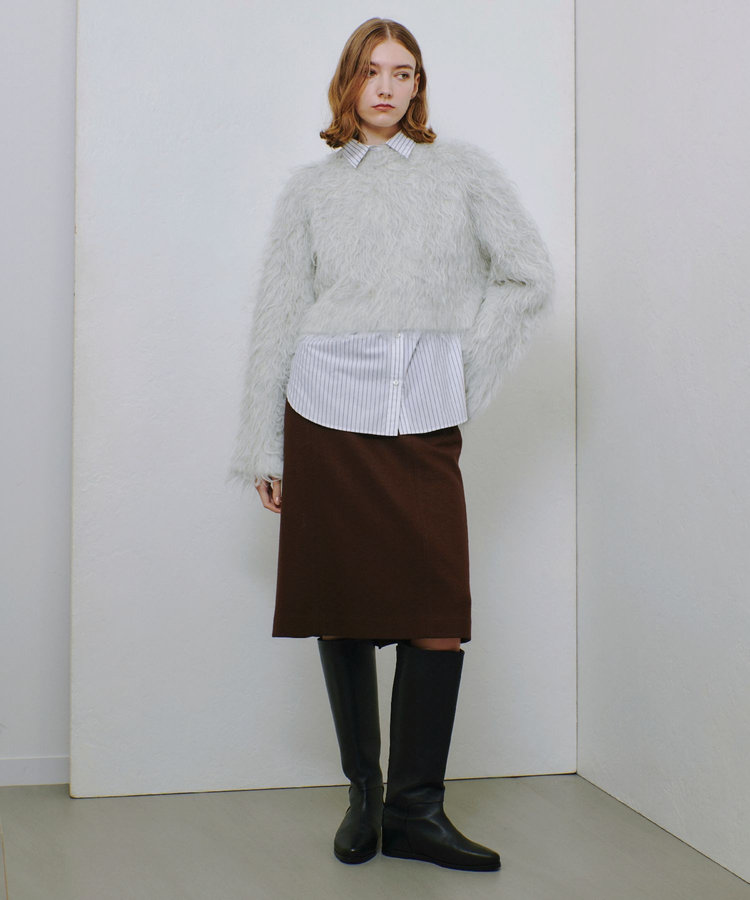 allureville ミンクファーボトルネックプルオーバー ライトグレー (91)