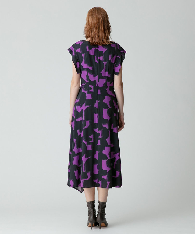 allureville モダンジオメトリックプリントワンピース パープル (51)