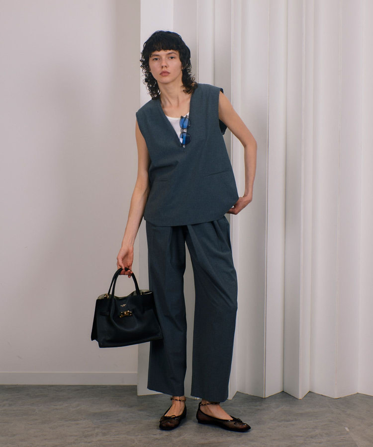 allureville トロピカルVネックジレ グレー (92)