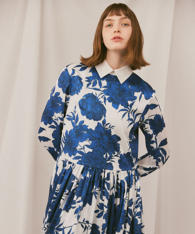 LOULOU WILLOUGHBY 【LOULOU WILLOUGHBY】RATTIフラワープリント衿付きワンピース ホワイト (05)