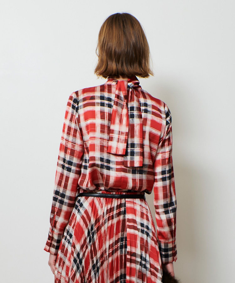 allureville LISAチェックプリントブラウス レッド (43)