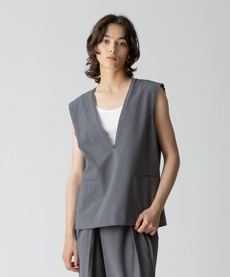 allureville トロピカルVネックジレ グレー (92)