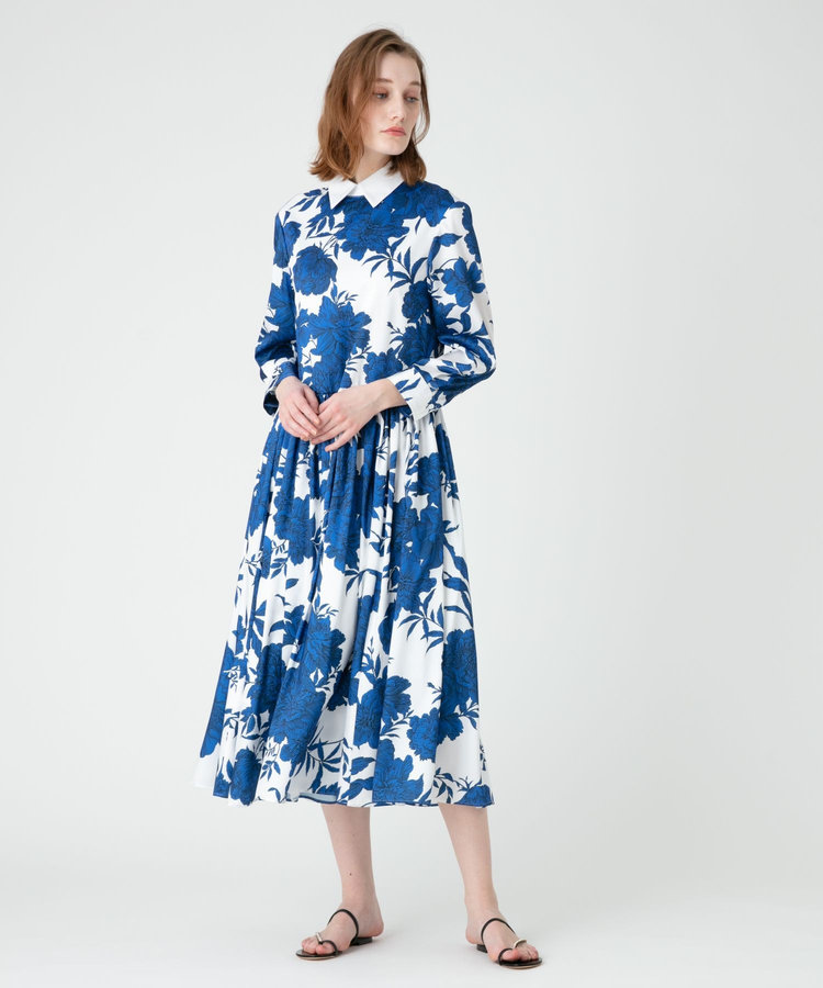 LOULOU WILLOUGHBY 【LOULOU WILLOUGHBY】RATTIフラワープリント衿付きワンピース ホワイト (05)