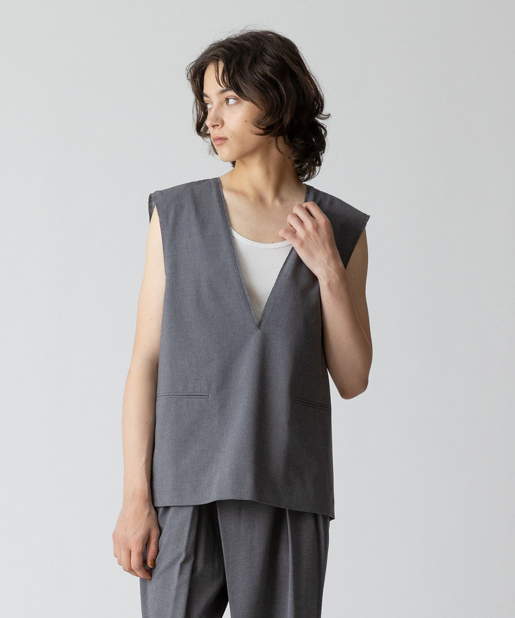 allureville トロピカルVネックジレ グレー (92)