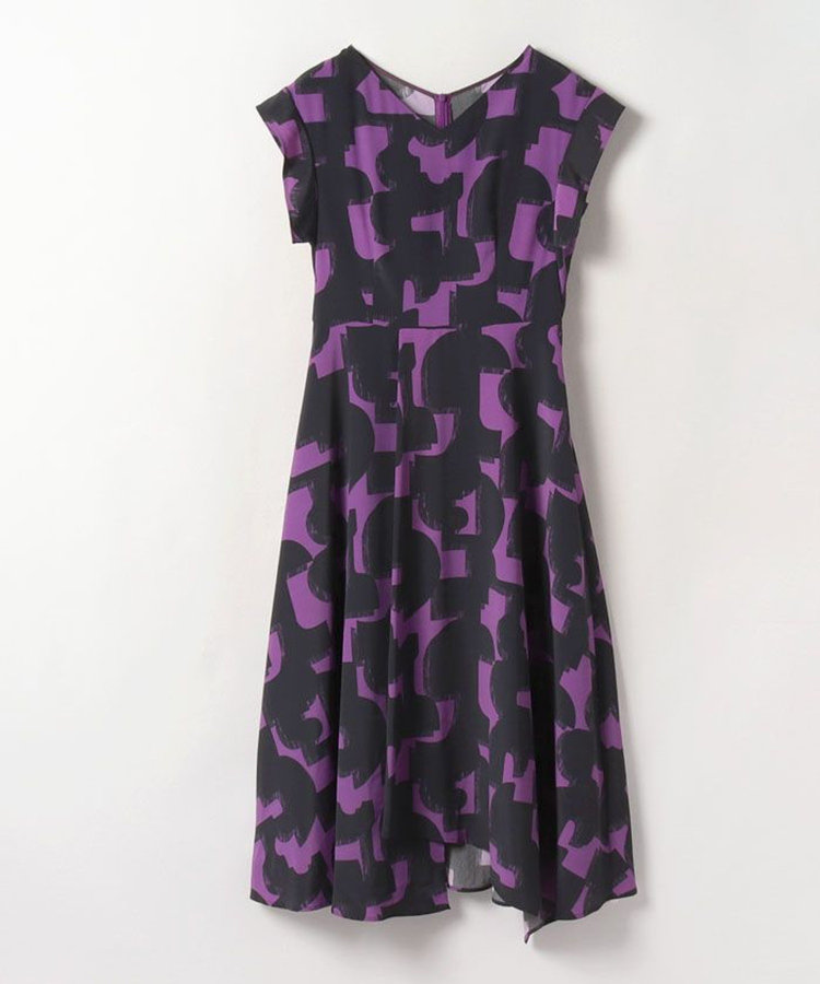 allureville モダンジオメトリックプリントワンピース パープル (51)