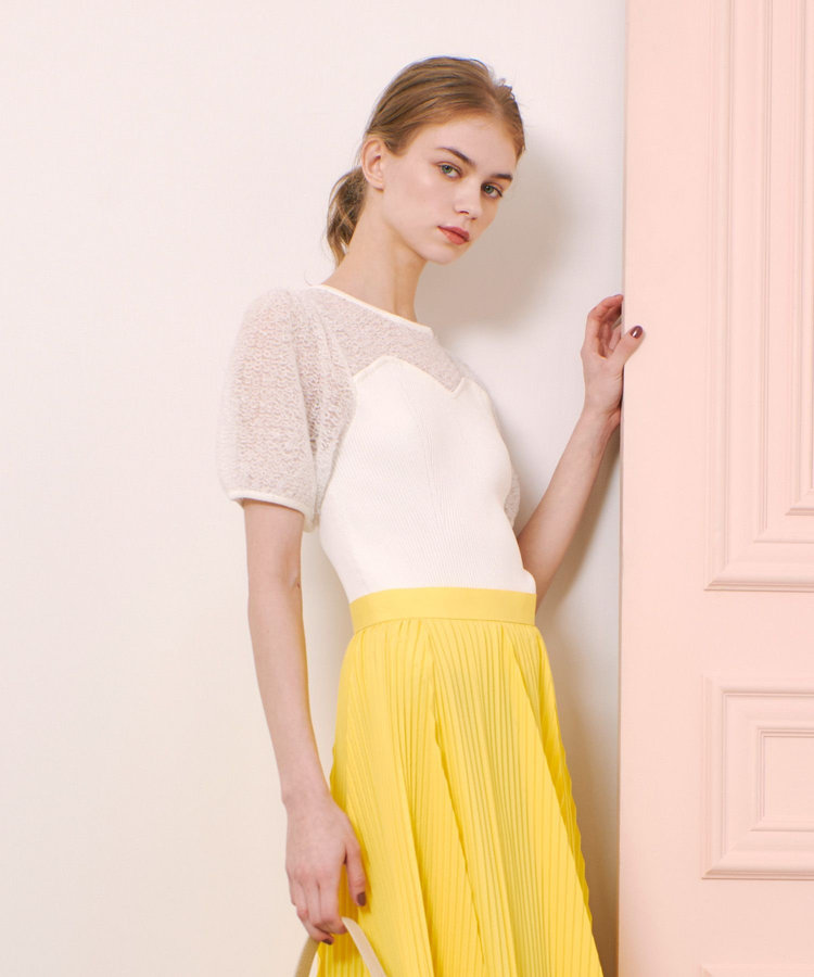 LOULOU WILLOUGHBY 【LOULOU WILLOUGHBY】レーシーニットビスチェプルオーバー オフホワイト (02)