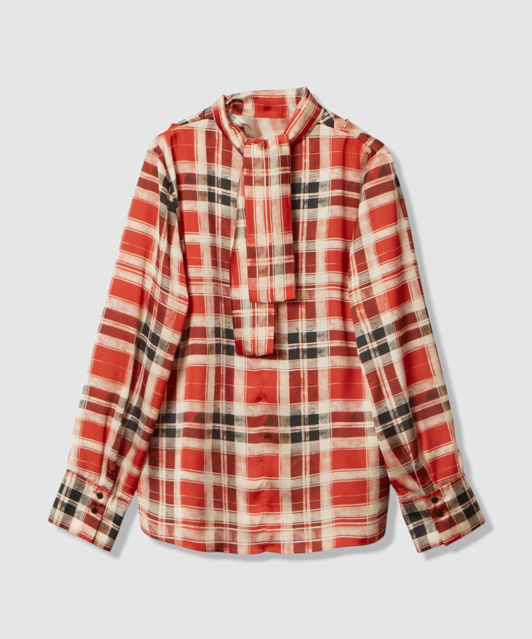allureville LISAチェックプリントブラウス レッド (43)