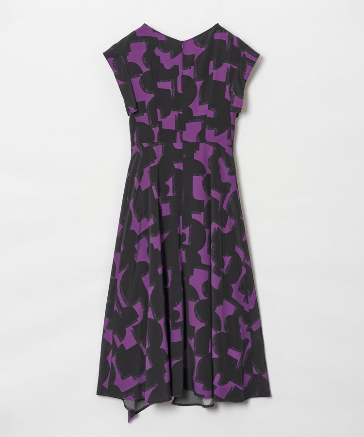 allureville モダンジオメトリックプリントワンピース パープル (51)