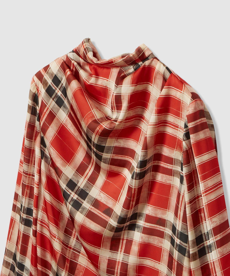 allureville LISAチェックプリントブラウス レッド (43)