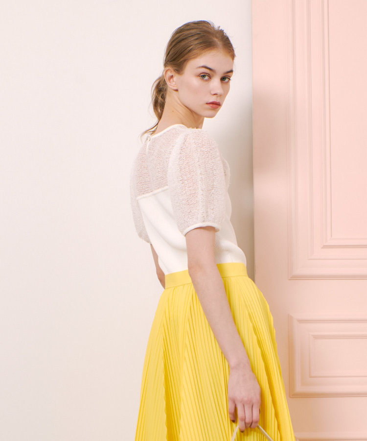 LOULOU WILLOUGHBY 【LOULOU WILLOUGHBY】レーシーニットビスチェプルオーバー オフホワイト (02)