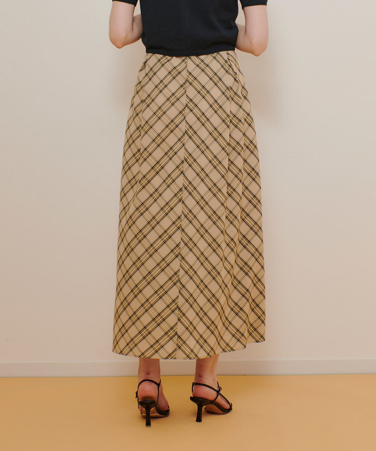 allureville チェックナロースカート ベージュ (11)