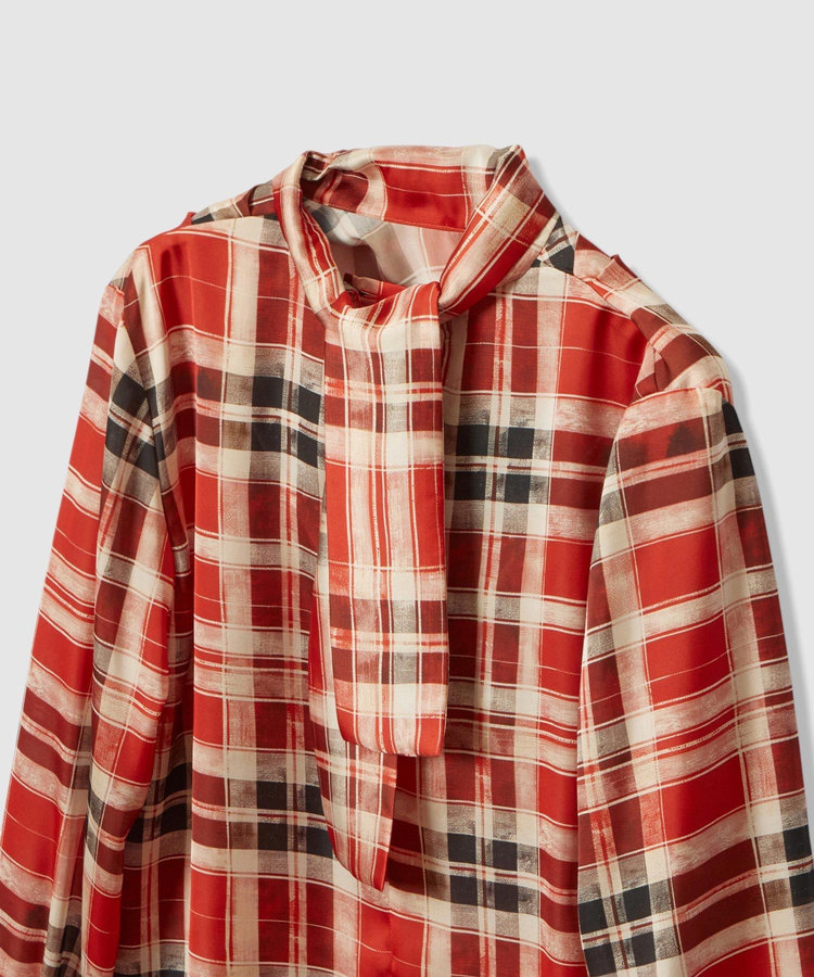 allureville LISAチェックプリントブラウス レッド (43)