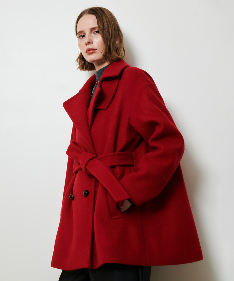 allureville パイルメルトンデザインＰコート ボルドー (44)