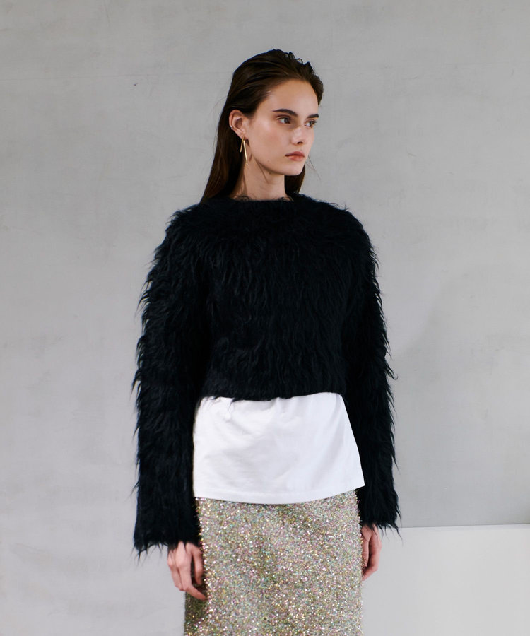 allureville ミンクファーボトルネックプルオーバー ブラック (95)