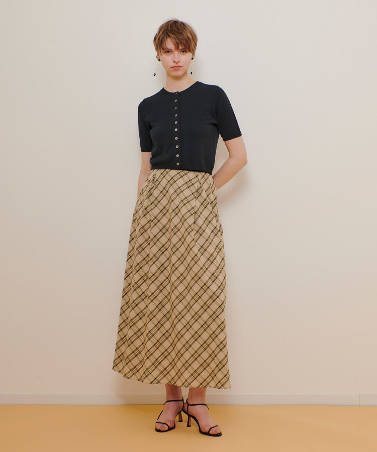 allureville チェックナロースカート ベージュ (11)