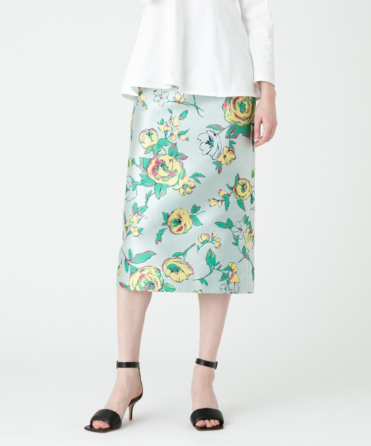 LOULOU WILLOUGHBY 【LOULOU WILLOUGHBY】ETIQUE フラワージャガードタイトスカート ミントグリーン (73)