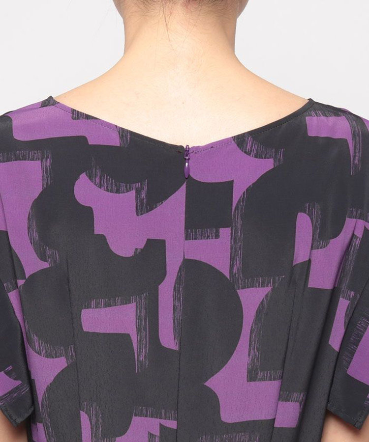 allureville モダンジオメトリックプリントワンピース パープル (51)