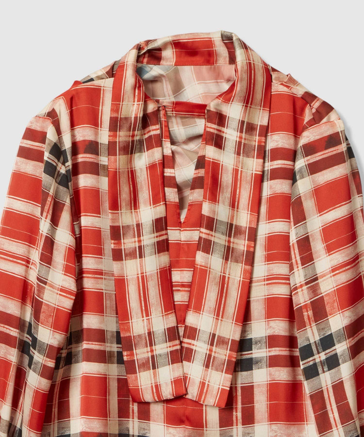 allureville LISAチェックプリントブラウス レッド (43)