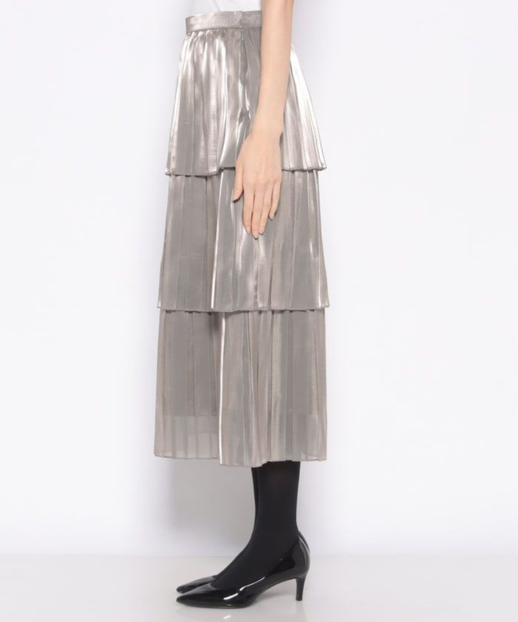 LOULOU WILLOUGHBY 【LOULOU WILLOUGHBY】シャイニーサテンプリーツスカート グレー (92)