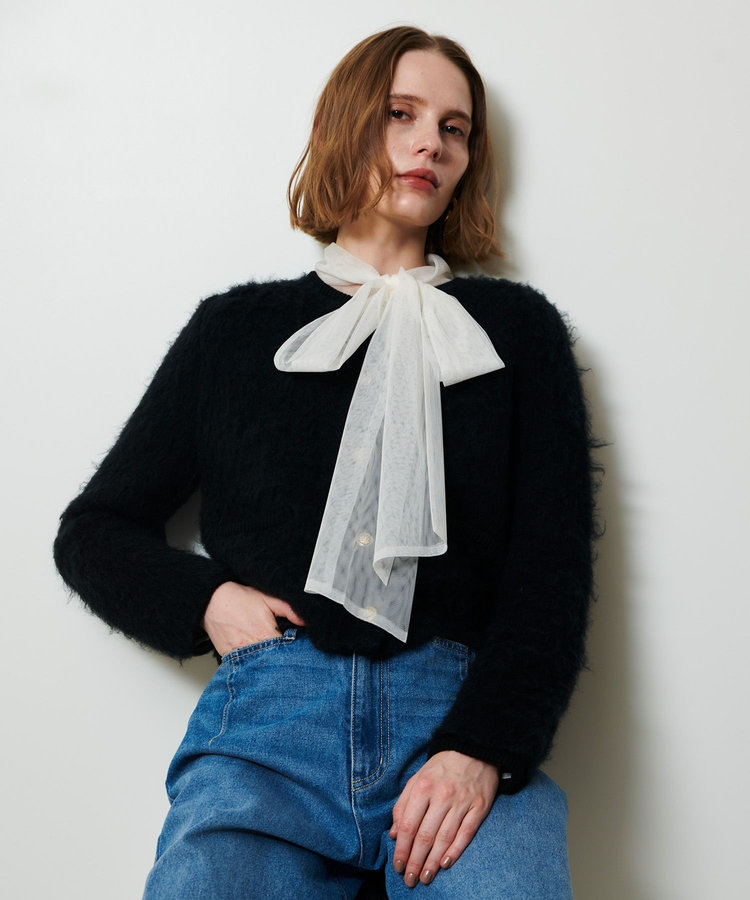 allureville シャギーニットカーディガン ブラック (95)