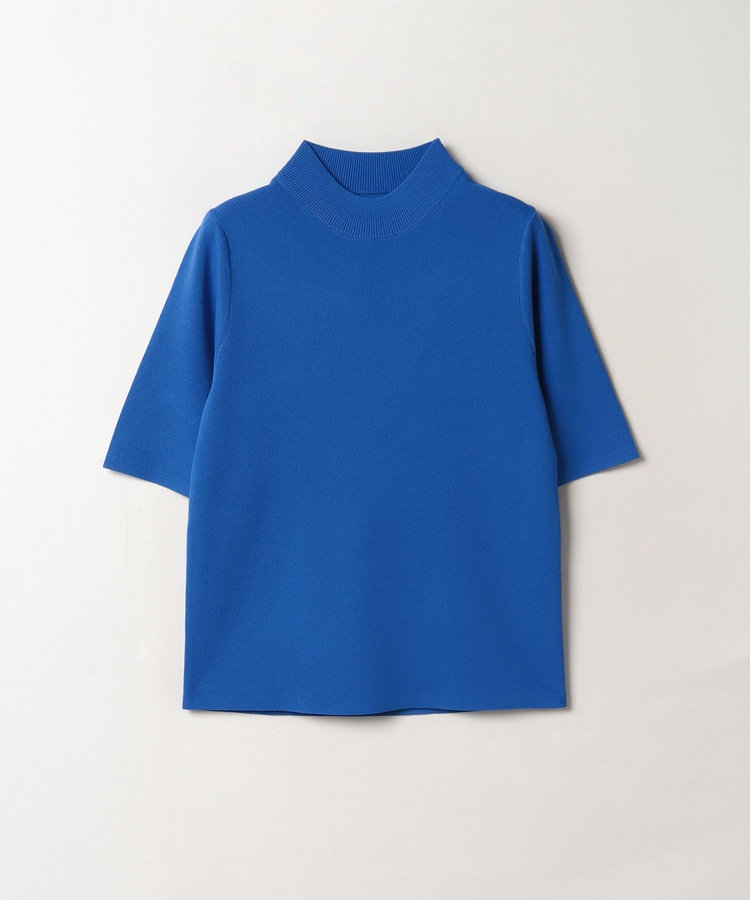 allureville ◇総針モックネック5分袖プルオーバー ブルー (61)