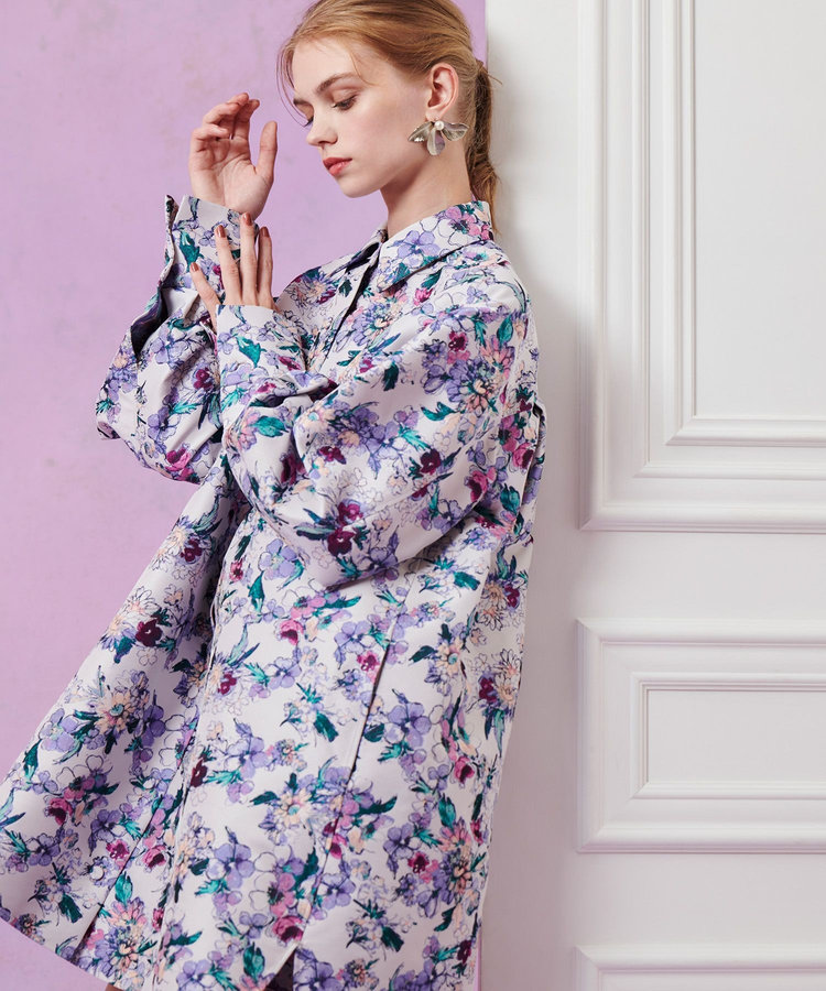 LOULOU WILLOUGHBY 【LOULOU WILLOUGHBY】LIMONTAフラワージャガードシャツワンピース ラベンダー (53)