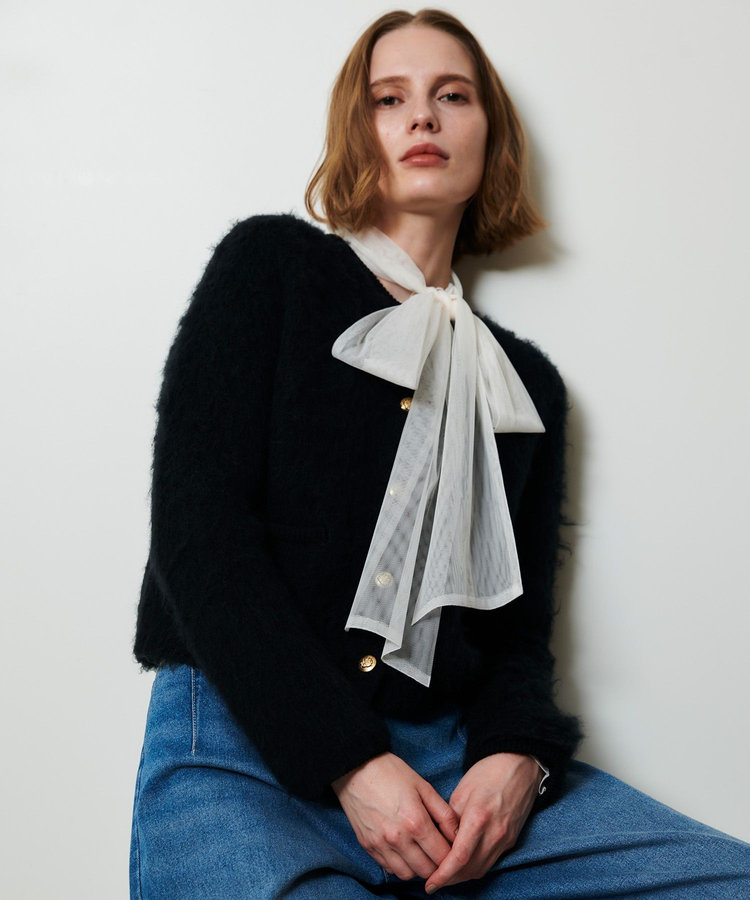 allureville シャギーニットカーディガン ブラック (95)