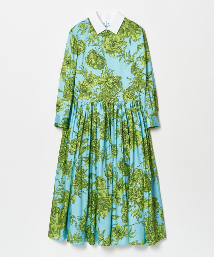 LOULOU WILLOUGHBY 【LOULOU WILLOUGHBY】RATTIフラワープリント衿付きワンピース ブルー系 (68)