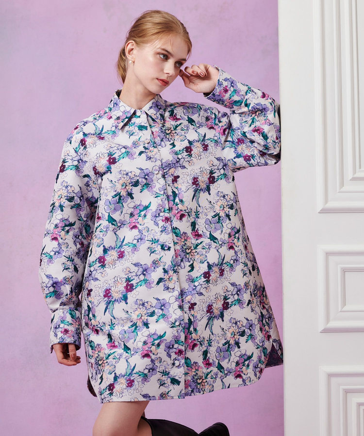 LOULOU WILLOUGHBY 【LOULOU WILLOUGHBY】LIMONTAフラワージャガードシャツワンピース ラベンダー (53)