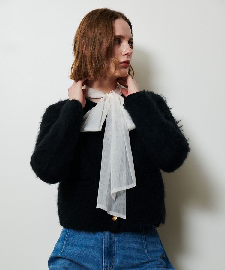 allureville シャギーニットカーディガン ブラック (95)